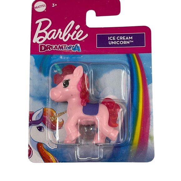 Barbie Dreamtopia Ice Cream Unicorn Mini Figure Pink Toy Horse NWT - Picture 1 of 5